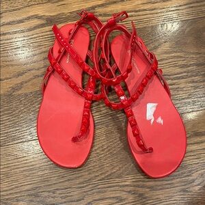 BCBG 7 Red Strappy Sandals